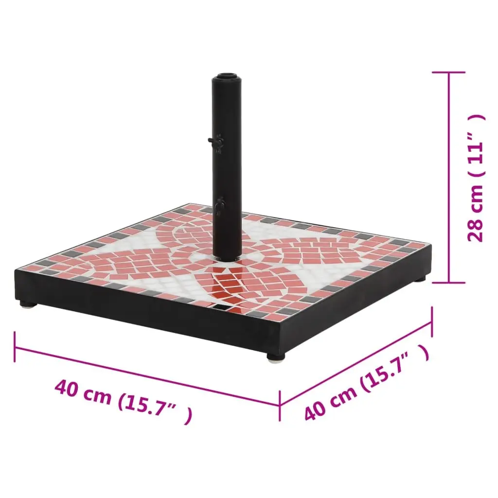 Parasol Base Iron Powder Coated Square Terracotta Ceramic Tile