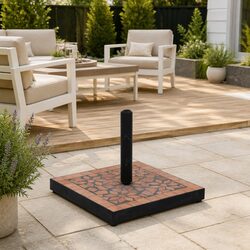 Square Brown Terracotta Parasol Base for Outdoor Umbrella