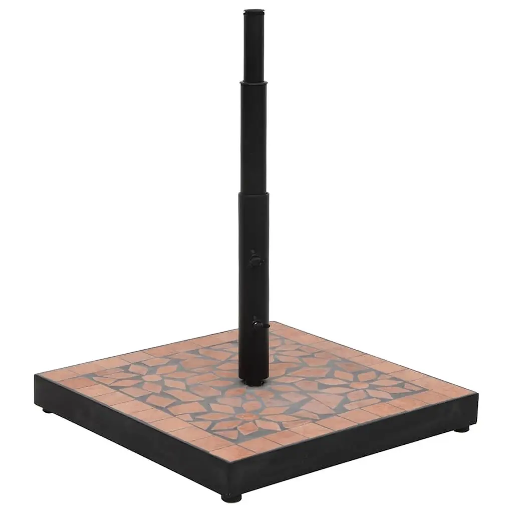 Parasol Base Iron Square Brown Ceramic Tile Outdoor Umbrella Stand