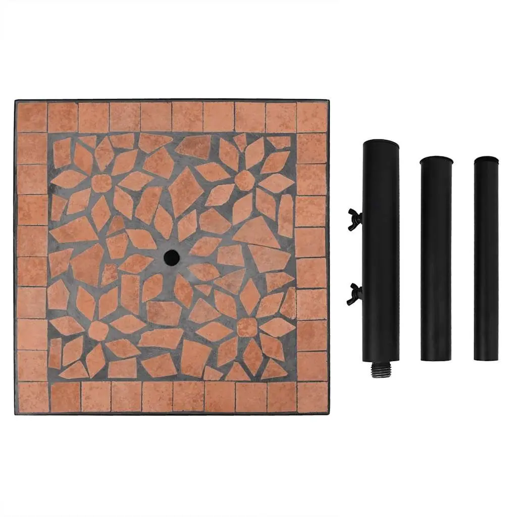 Parasol Base Iron Square Brown Ceramic Tile Outdoor Umbrella Stand