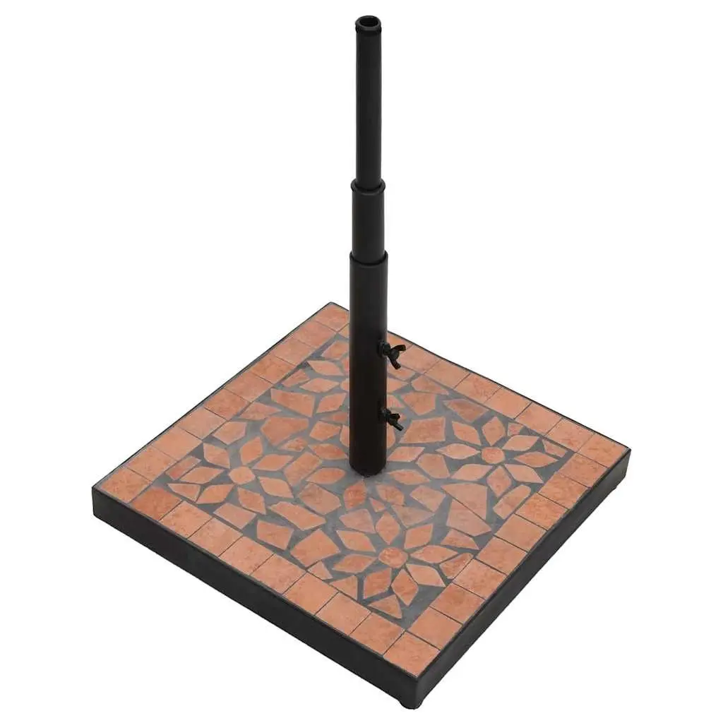 Parasol Base Iron Square Brown Ceramic Tile Outdoor Umbrella Stand