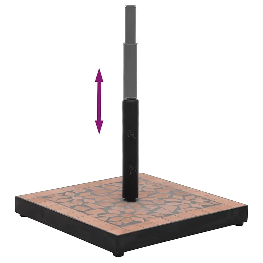 Parasol Base Iron Square Brown Ceramic Tile Outdoor Umbrella Stand