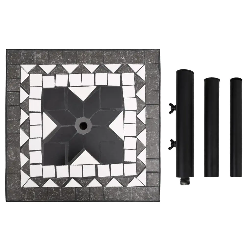Parasol Base Iron Ceramic Tile Square Black 12kg