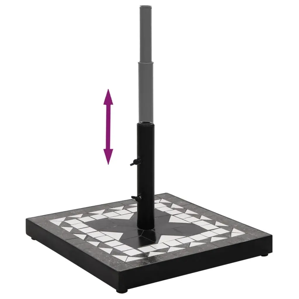 Parasol Base Iron Ceramic Tile Square Black 12kg
