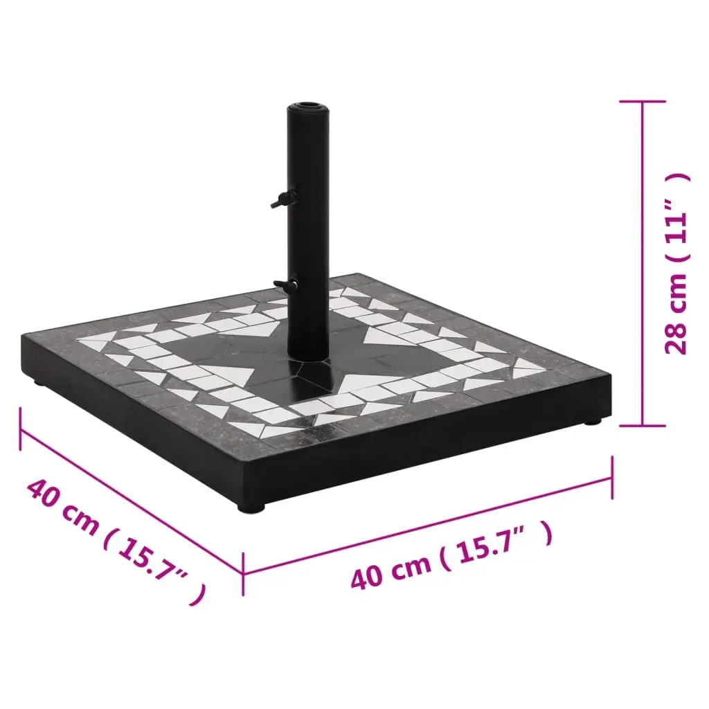 Parasol Base Iron Ceramic Tile Square Black 12kg