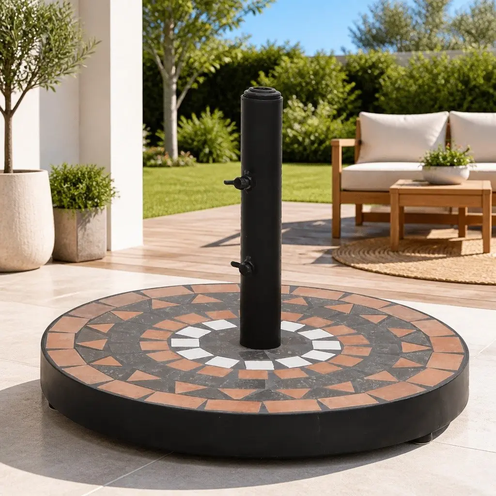 Round Terracotta Umbrella Base for Outdoor Use