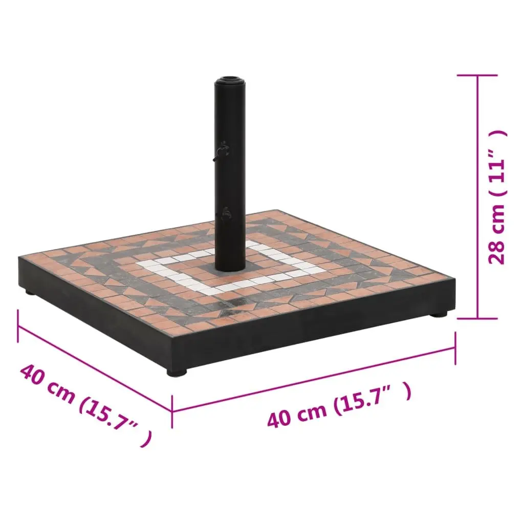 Square Terracotta White Iron Ceramic Tile Parasol Base