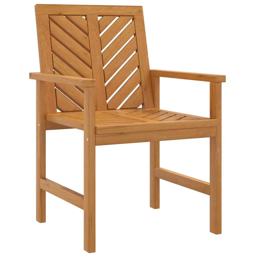 Outdoor Dining Chairs Solid Acacia Wood 2 Piece Brown Garden Patio Seating Armrest