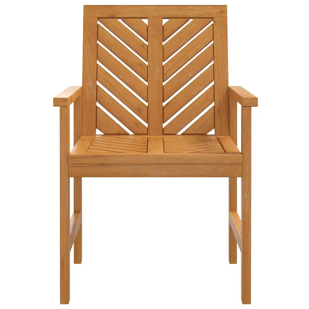 Outdoor Dining Chairs Solid Acacia Wood 2 Piece Brown Garden Patio Seating Armrest