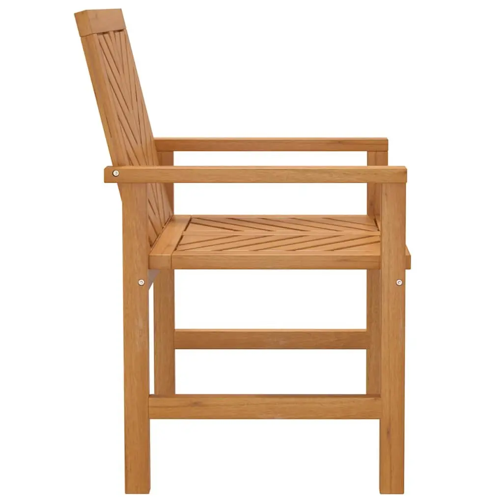 Outdoor Dining Chairs Solid Acacia Wood 2 Piece Brown Garden Patio Seating Armrest