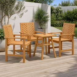 3-Piece Outdoor Dining Chair Set in Brown Acacia Wood