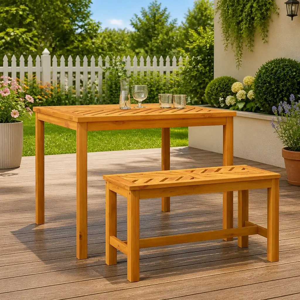 Garden Bench 80cm Outdoor Seating Solid Wood Acacia Wooden Patio Furniture