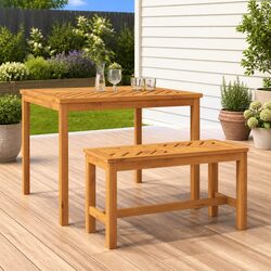 Sturdy Acacia Wood Garden Dining Table 90x90x74 cm