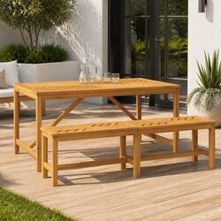 Garden Dining Table 150x90x74 cm Outdoor Furniture Brown Solid Wood