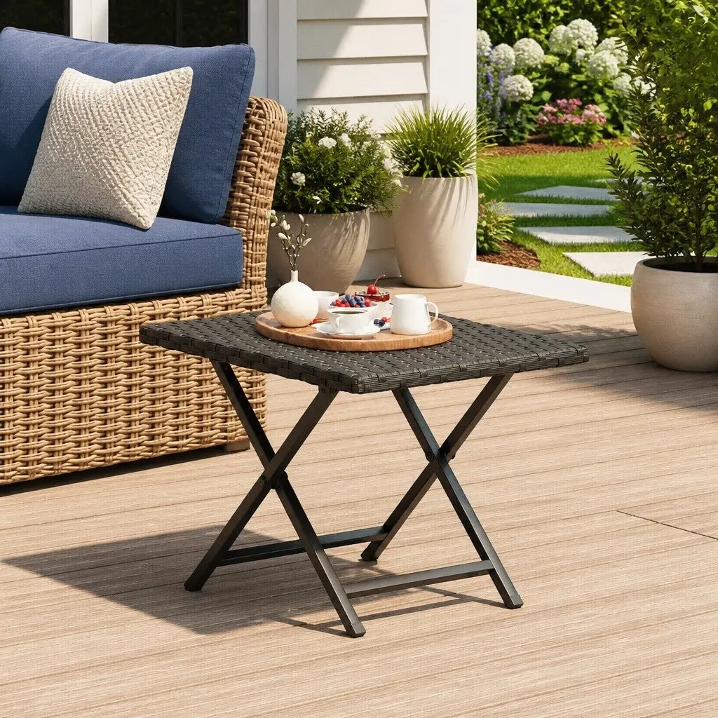 Black Folding Outdoor Table 45x35x32 cm
