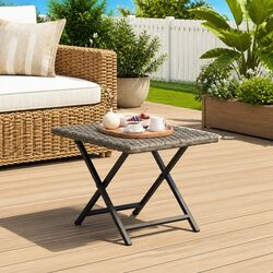Grey Folding Outdoor Table 45x35x32 cm Poly Rattan