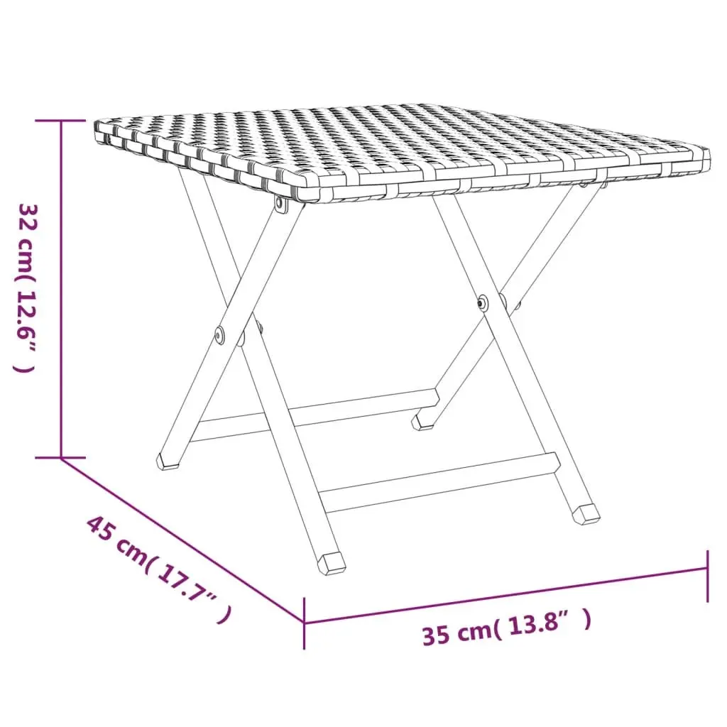 Grey Folding Outdoor Table 45x35x32 cm Poly Rattan