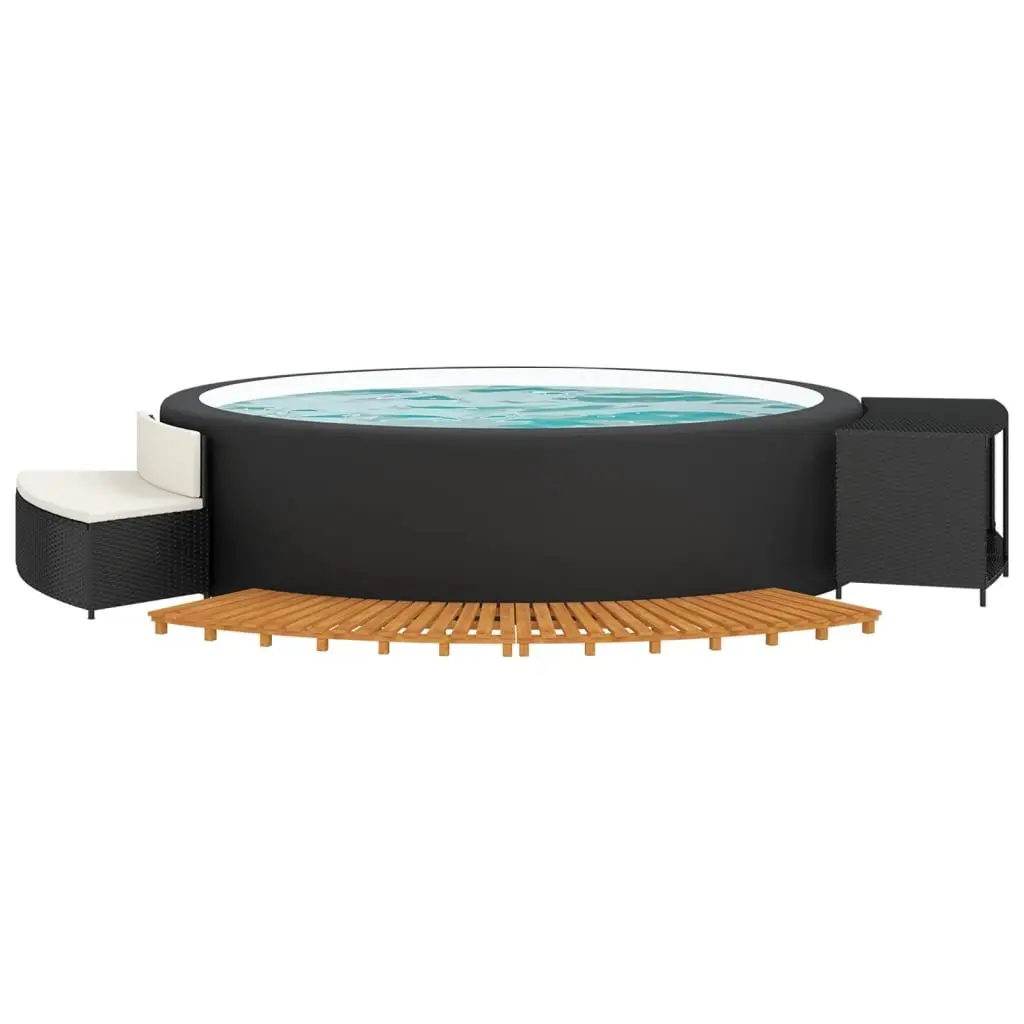 Black Rattan Hot Tub Surround with Bench