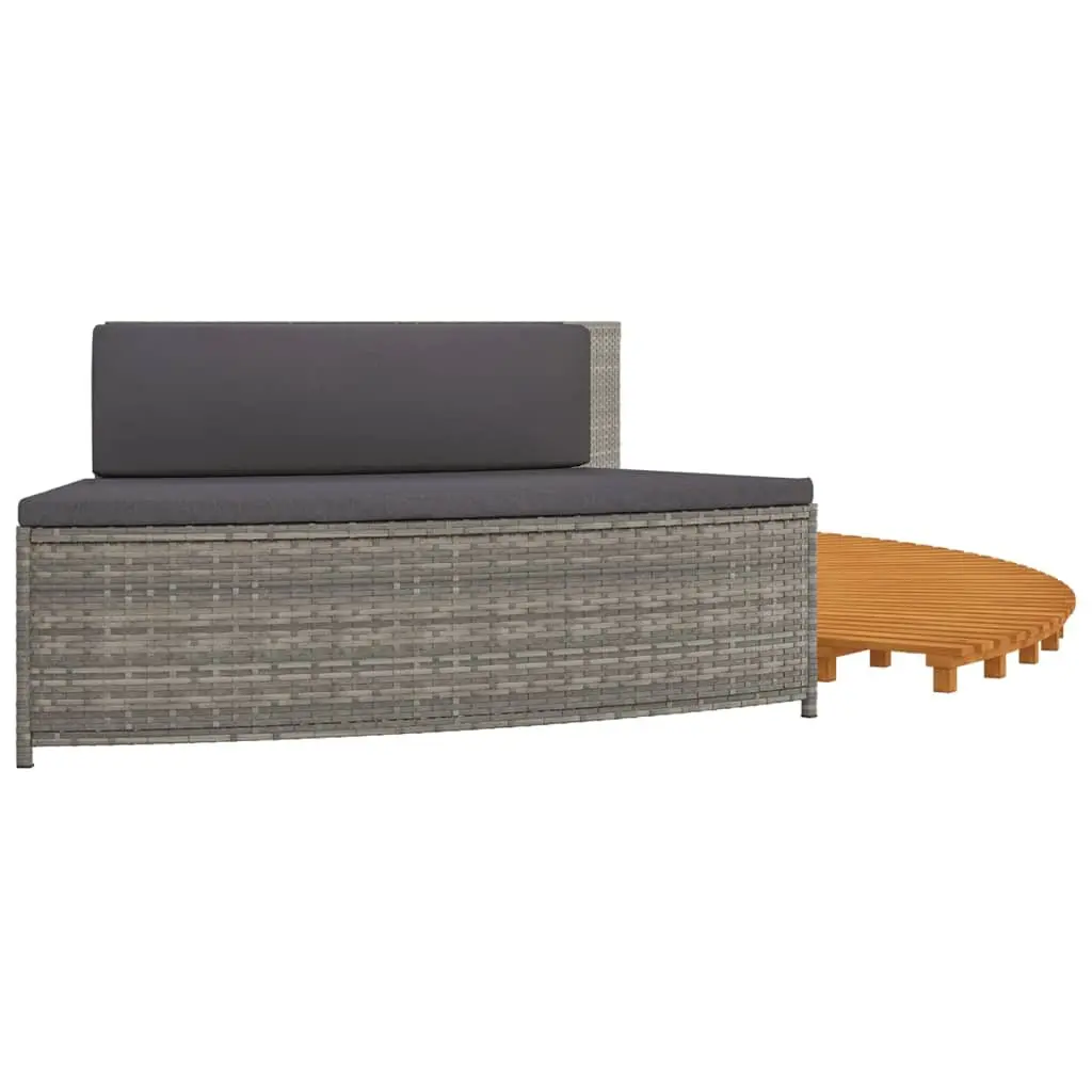 Hot Tub Surround Poly Rattan Acacia Wood Frame Grey