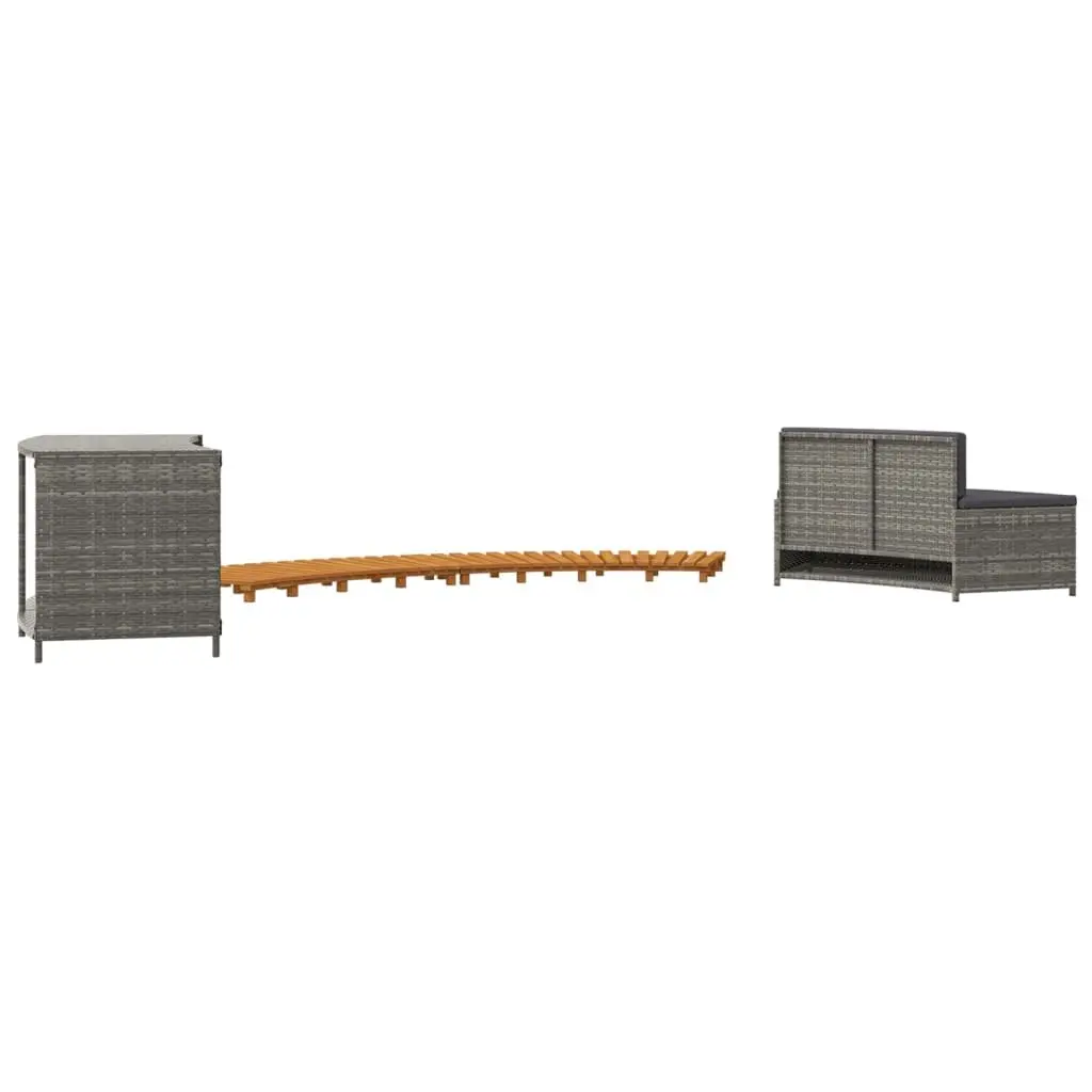 Hot Tub Surround Poly Rattan Acacia Wood Frame Grey