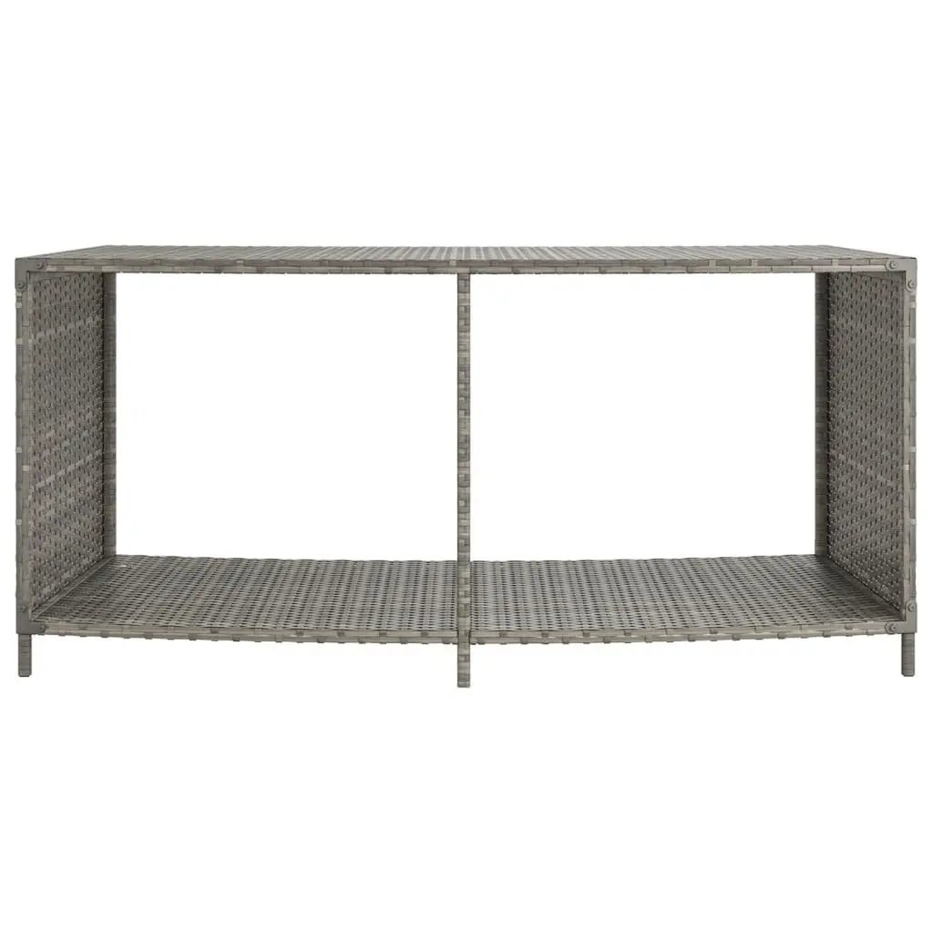 Outdoor Storage Shelves 2pcs Grey Poly Rattan