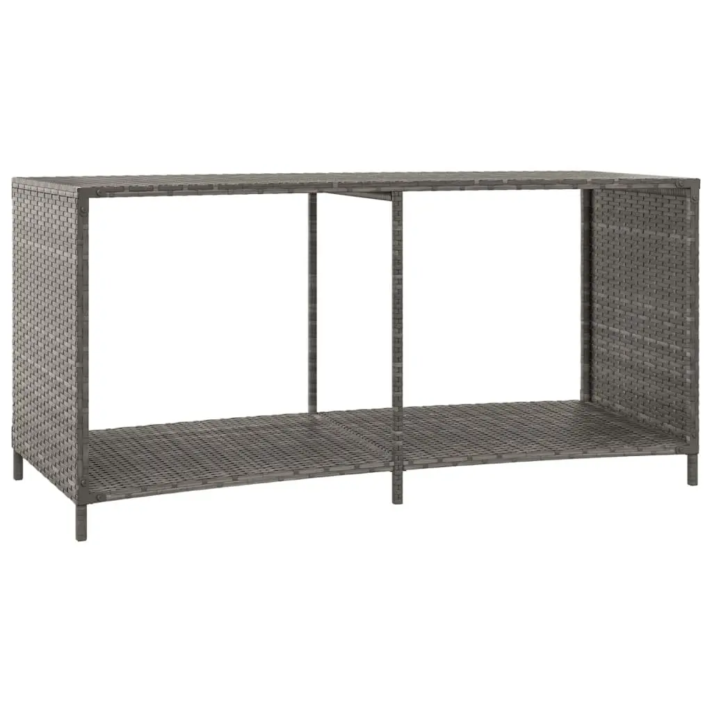 Outdoor Storage Shelves 2pcs Grey Poly Rattan