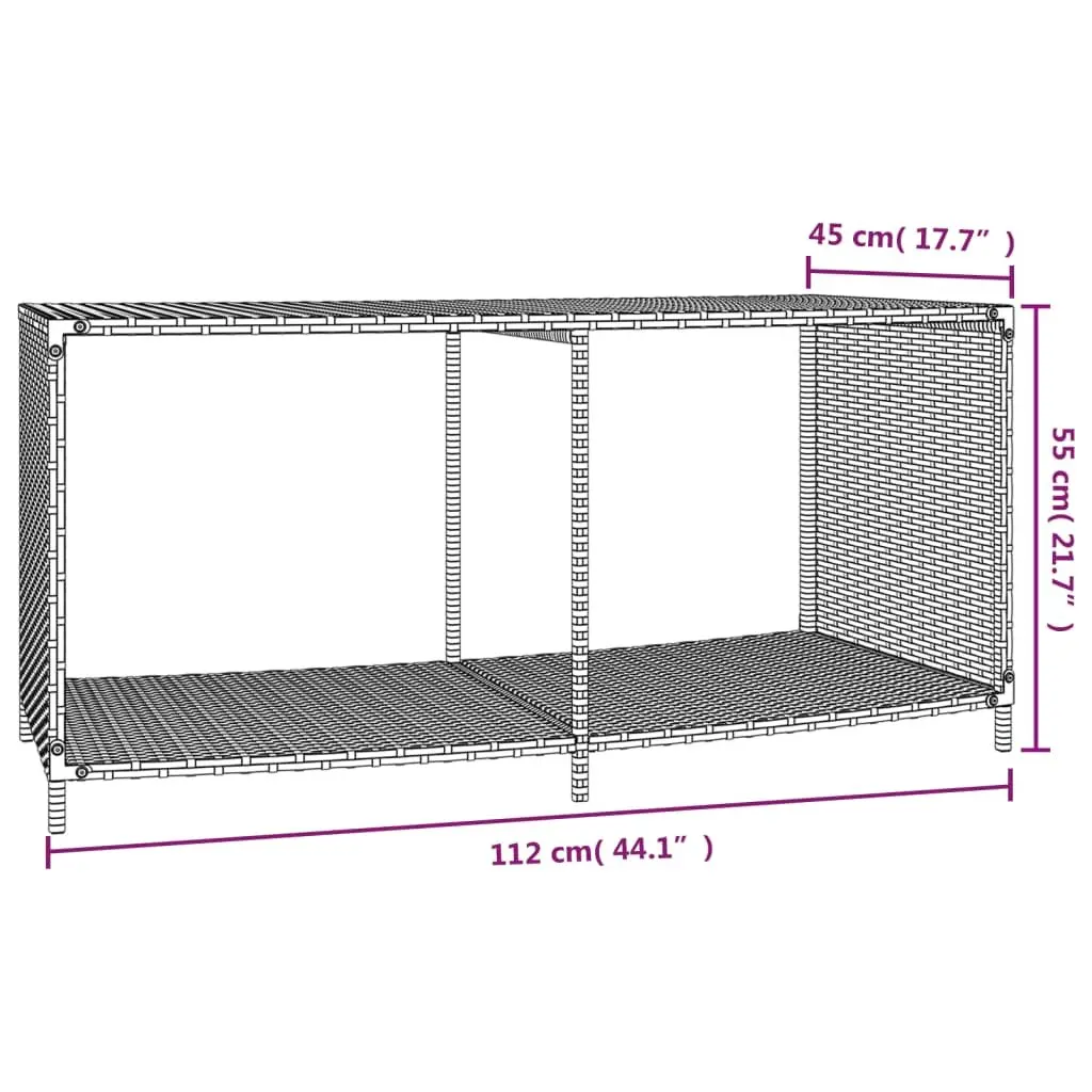Outdoor Storage Shelves 2pcs Grey Poly Rattan