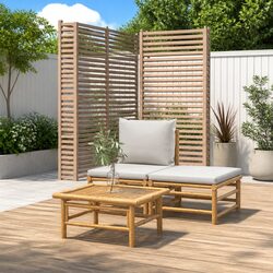 3-Piece Garden Lounge Set with Grey Cushions
