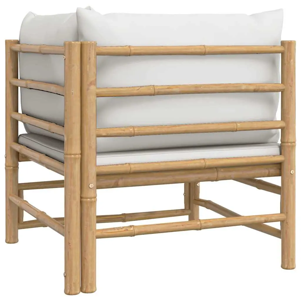Corner Sofa Unit Bamboo Frame Grey Cushions