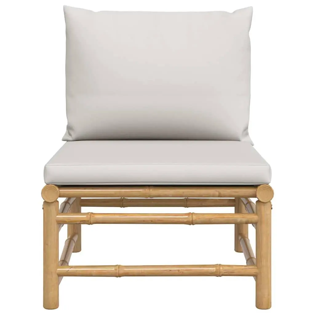 Modular Bamboo Sectional Sofa with Grey Cushions