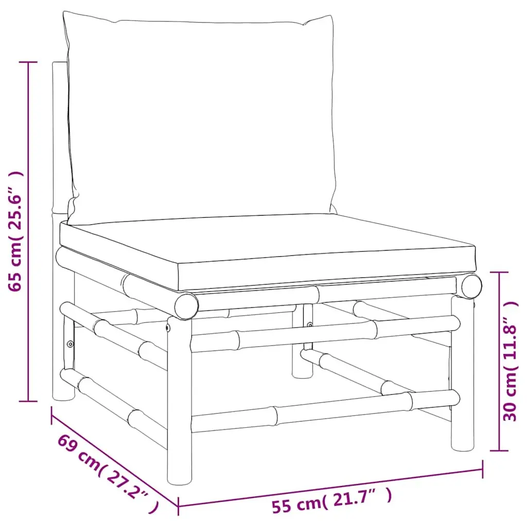 Modular Bamboo Sectional Sofa with Grey Cushions