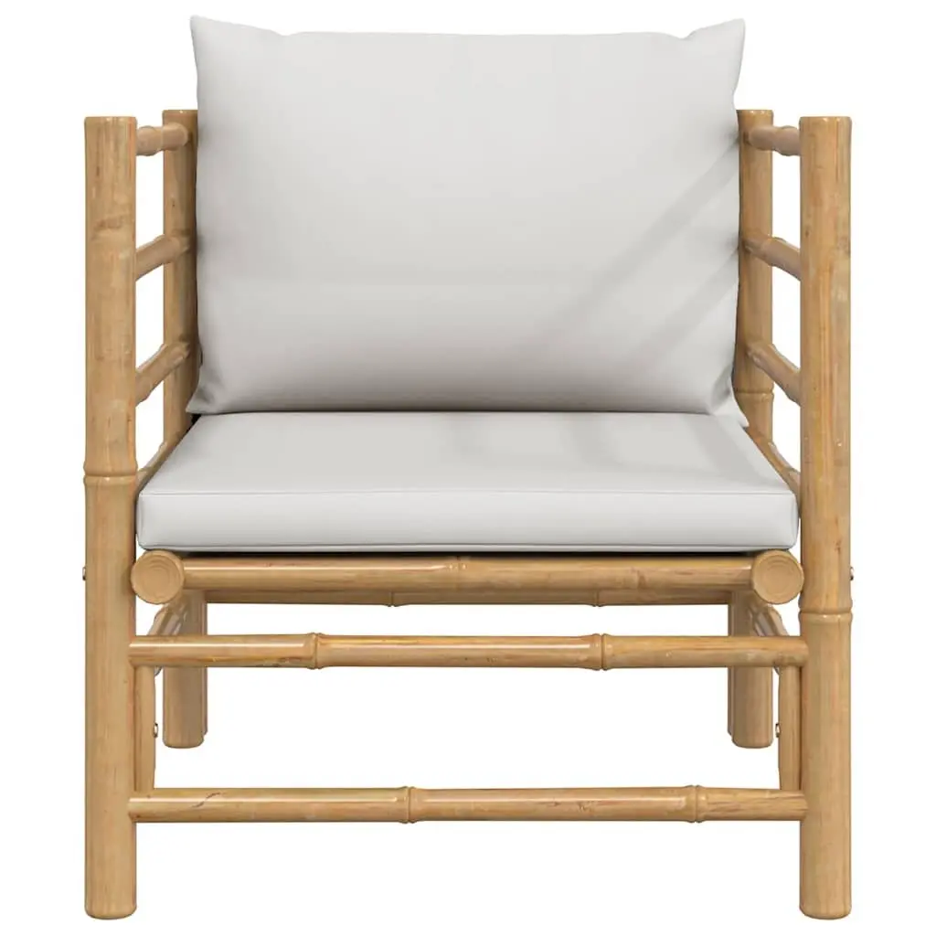 Bamboo Frame Modular Outdoor Sectional Sofa with Grey Cushions