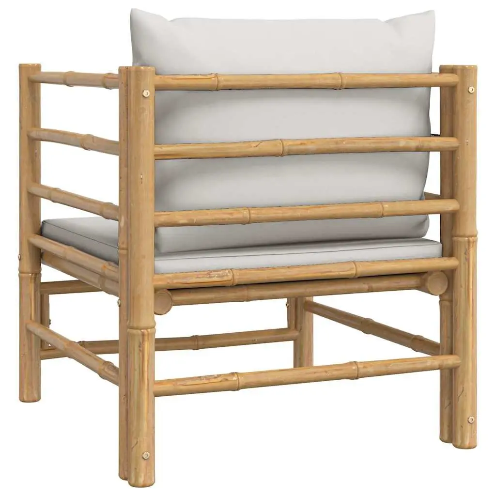 Bamboo Frame Modular Outdoor Sectional Sofa with Grey Cushions