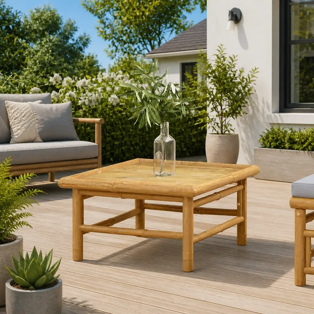 Bamboo Outdoor Garden Table 65x55x30cm