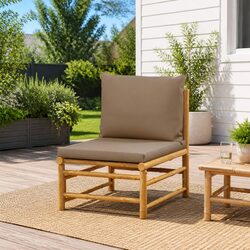 Durable Bamboo Middle Sofa with Comfortable Cushions