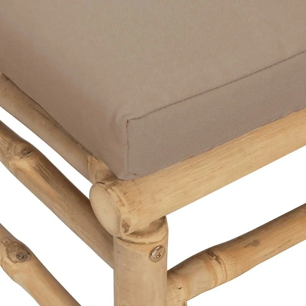 Outdoor Middle Sofa Garden Patio Sectional Modular Seating Taupe Cushions Bamboo