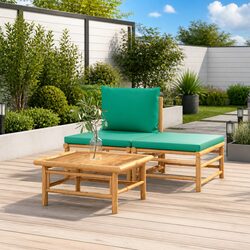Premium 3-Piece Outdoor Lounge Set with Green Cushions