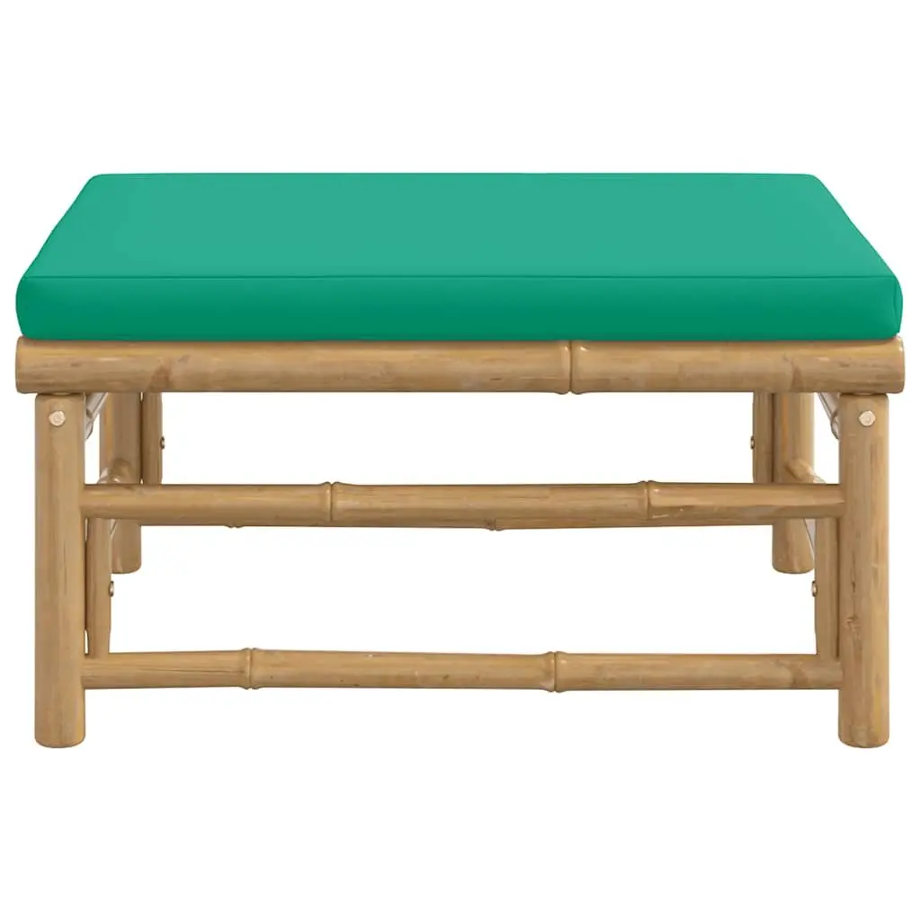 Outdoor Garden Footstool with Cushion Bamboo Frame Patio Lounge Seating