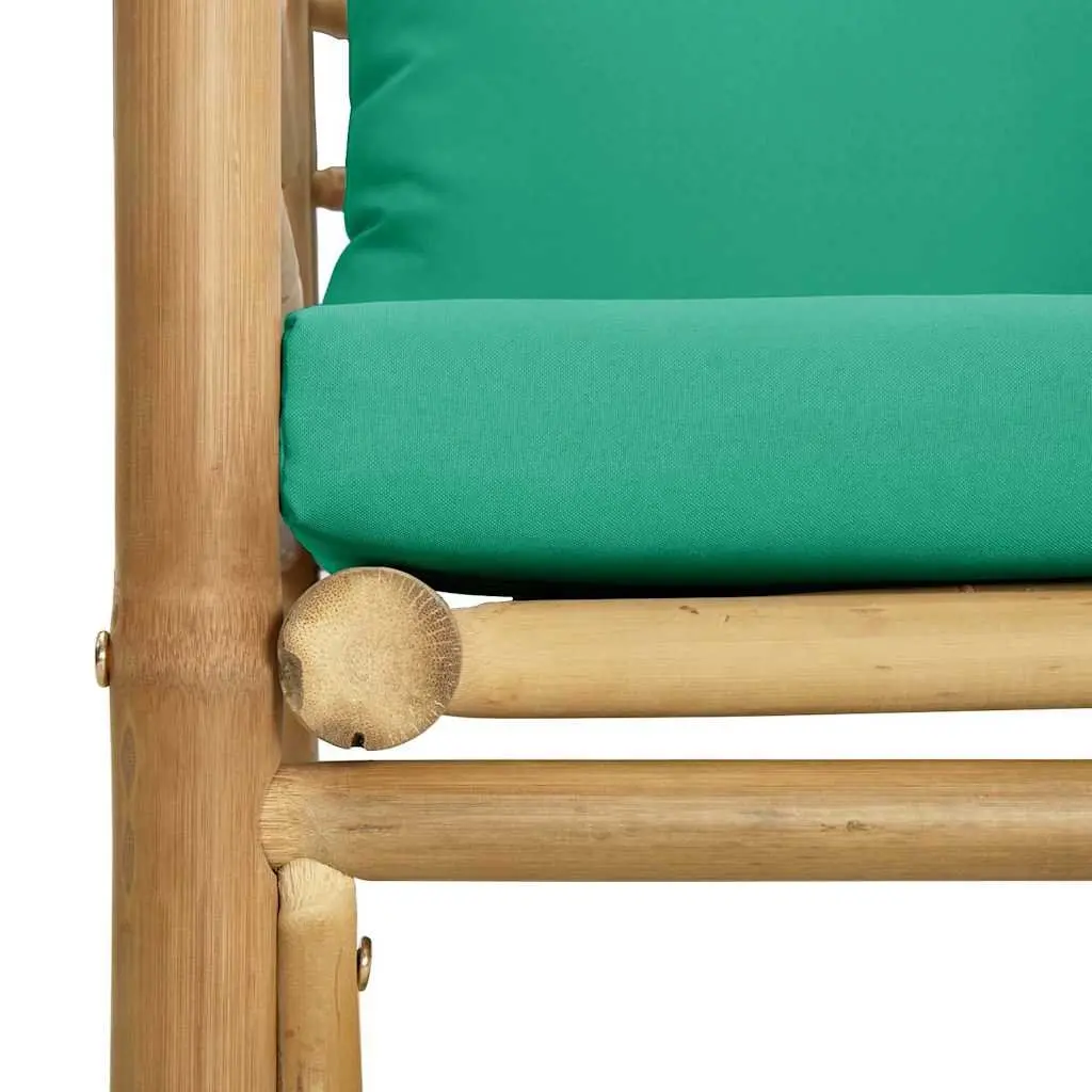 Modular Bamboo Sectional Sofa with Green Cushions