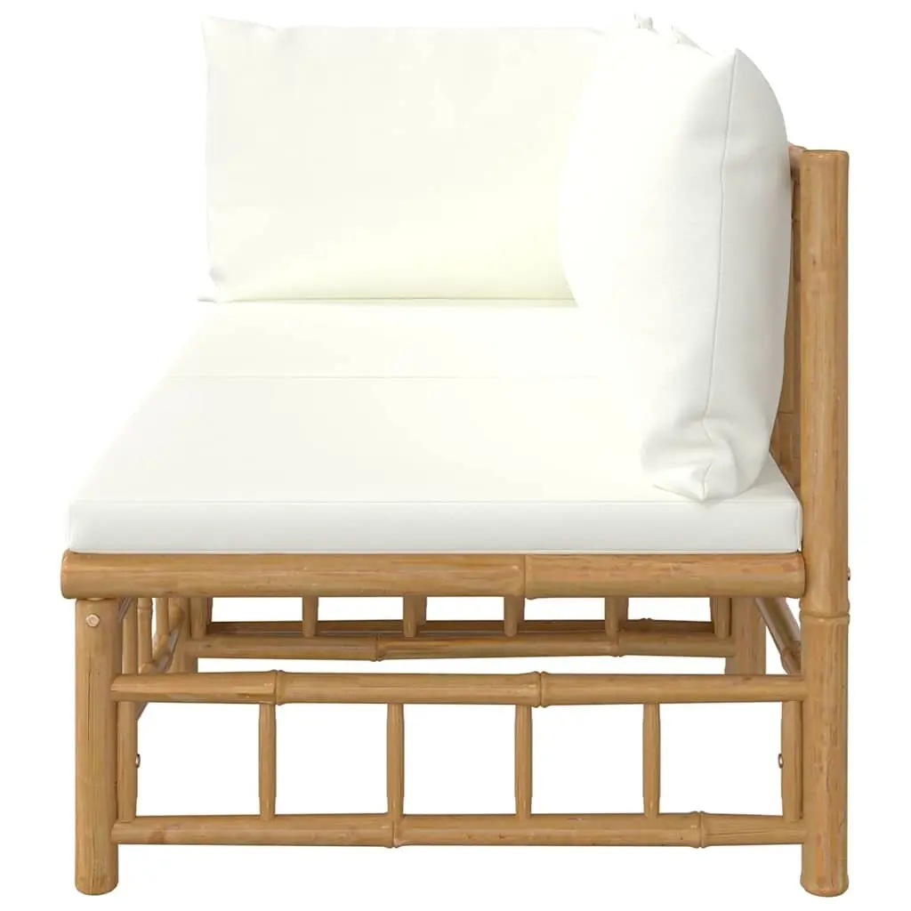 Bamboo Outdoor Lounge Set with White Cushions