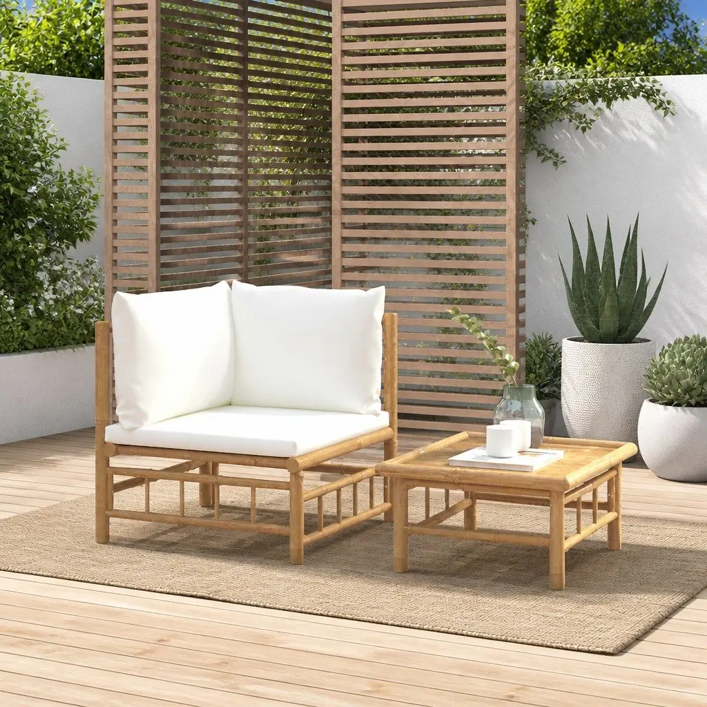 2 Piece Bamboo Lounge Set with Coffee Table