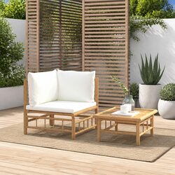 Elegant 2 Piece Bamboo Lounge Set with Coffee Table