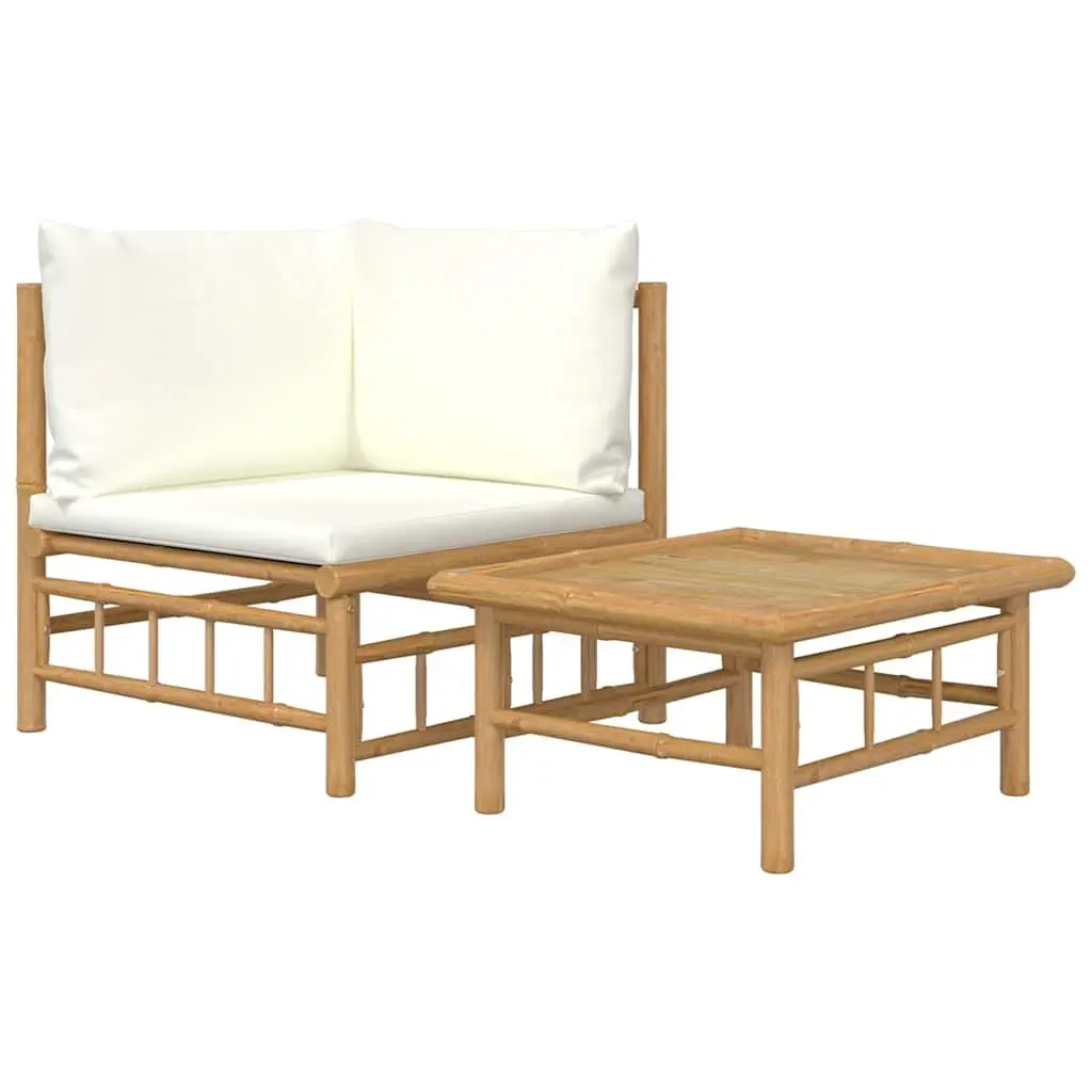 2 Piece Bamboo Lounge Set with Coffee Table