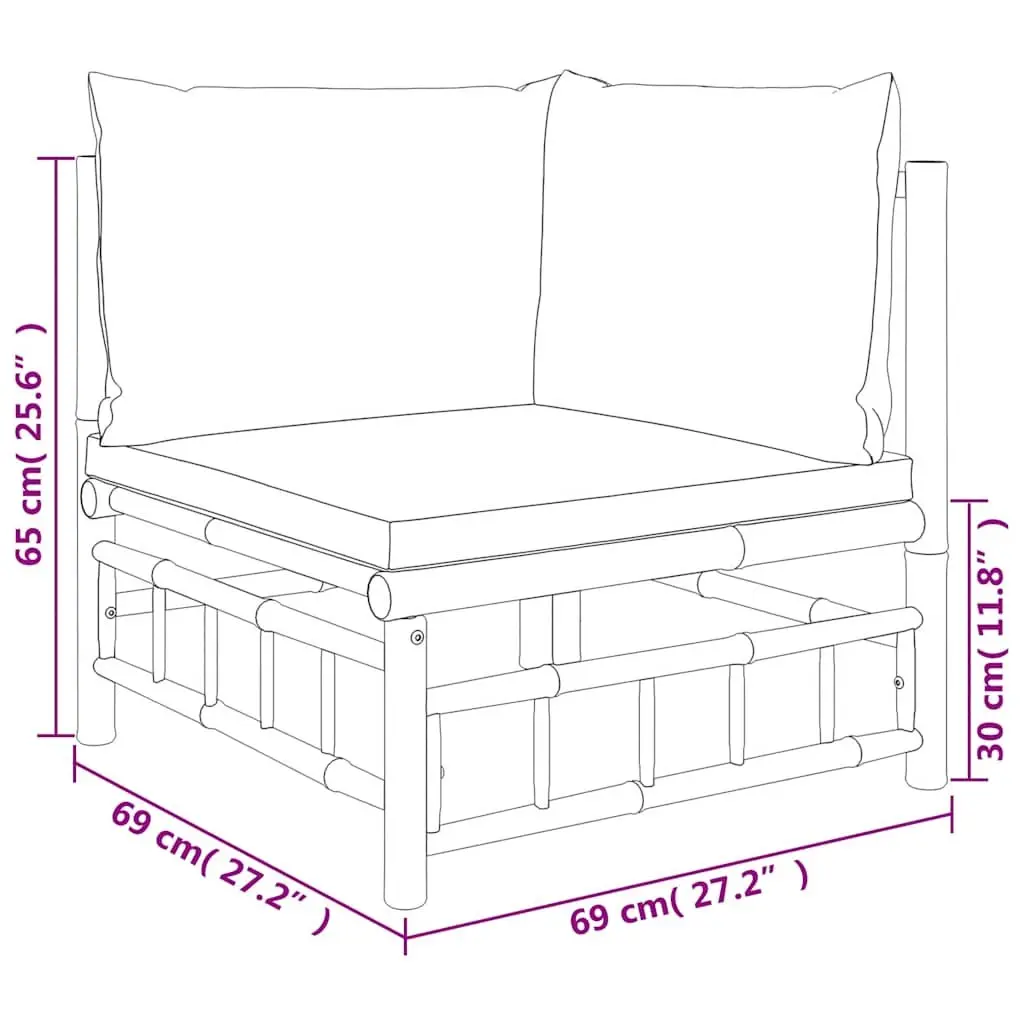2 Piece Bamboo Lounge Set with Coffee Table