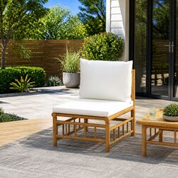 Bamboo Garden Middle Sofa with Cream Cushions