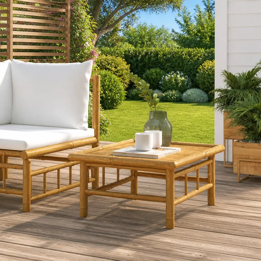 Bamboo Garden Table 65x55x30cm Brown Outdoor Patio Furniture