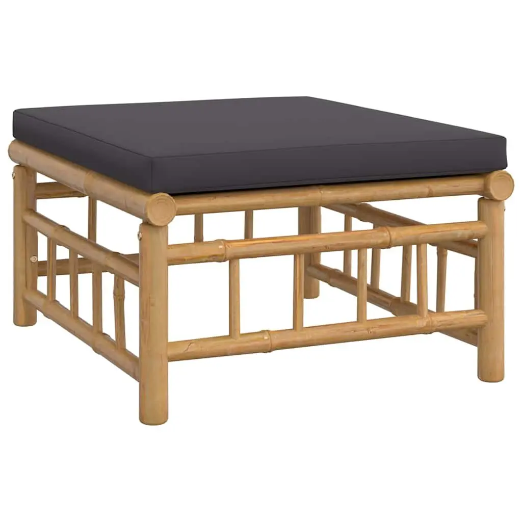 Outdoor Lounge Set Bamboo 3 Piece Modular Garden Furniture Grey Cushions