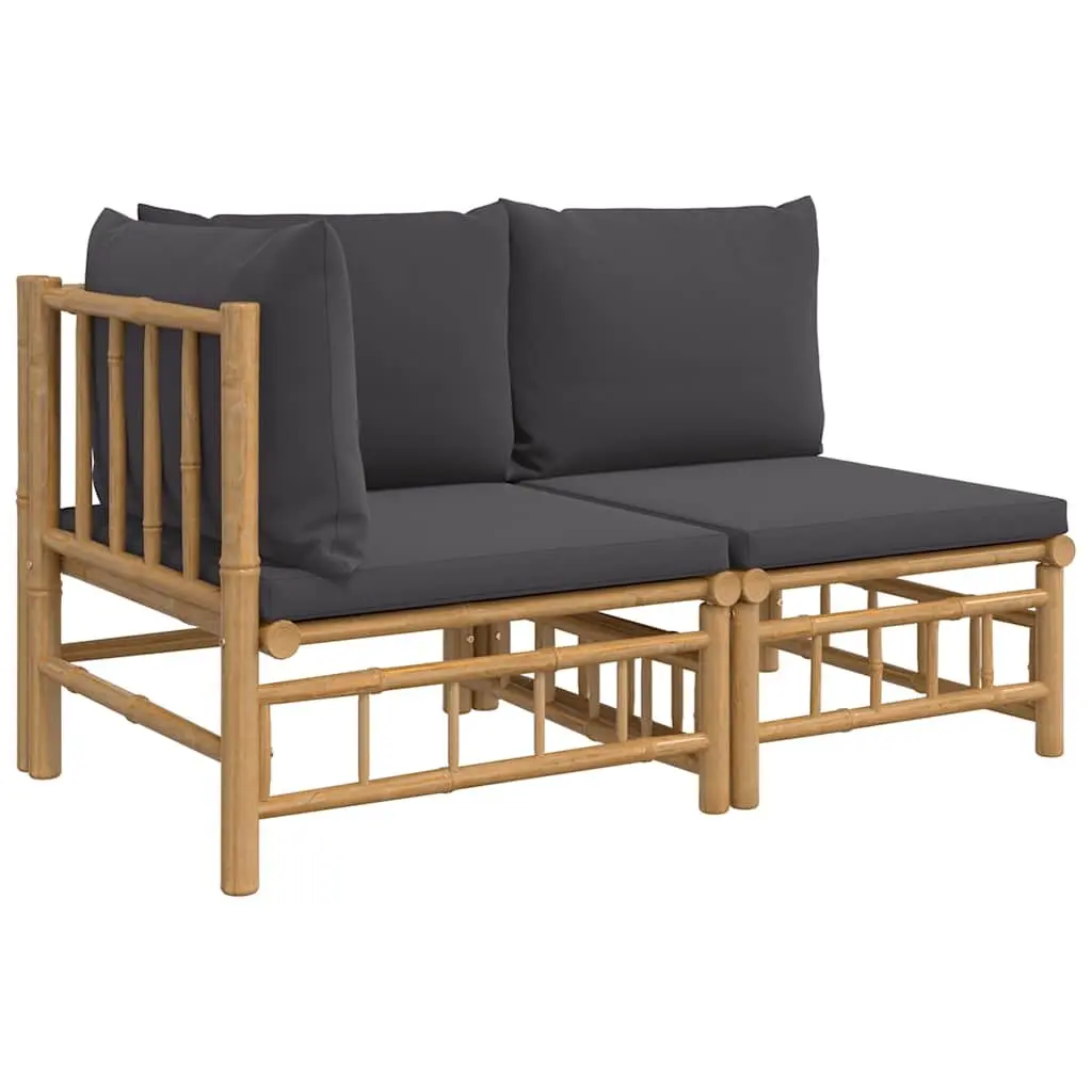 Outdoor Sectional Sofa Lounge Set 2 Piece Garden Furniture with Grey Cushions
