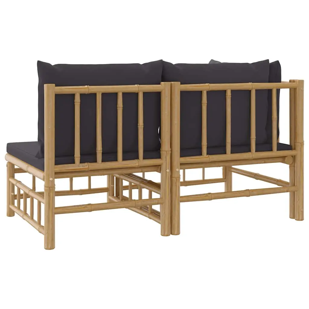 Outdoor Sectional Sofa Lounge Set 2 Piece Garden Furniture with Grey Cushions