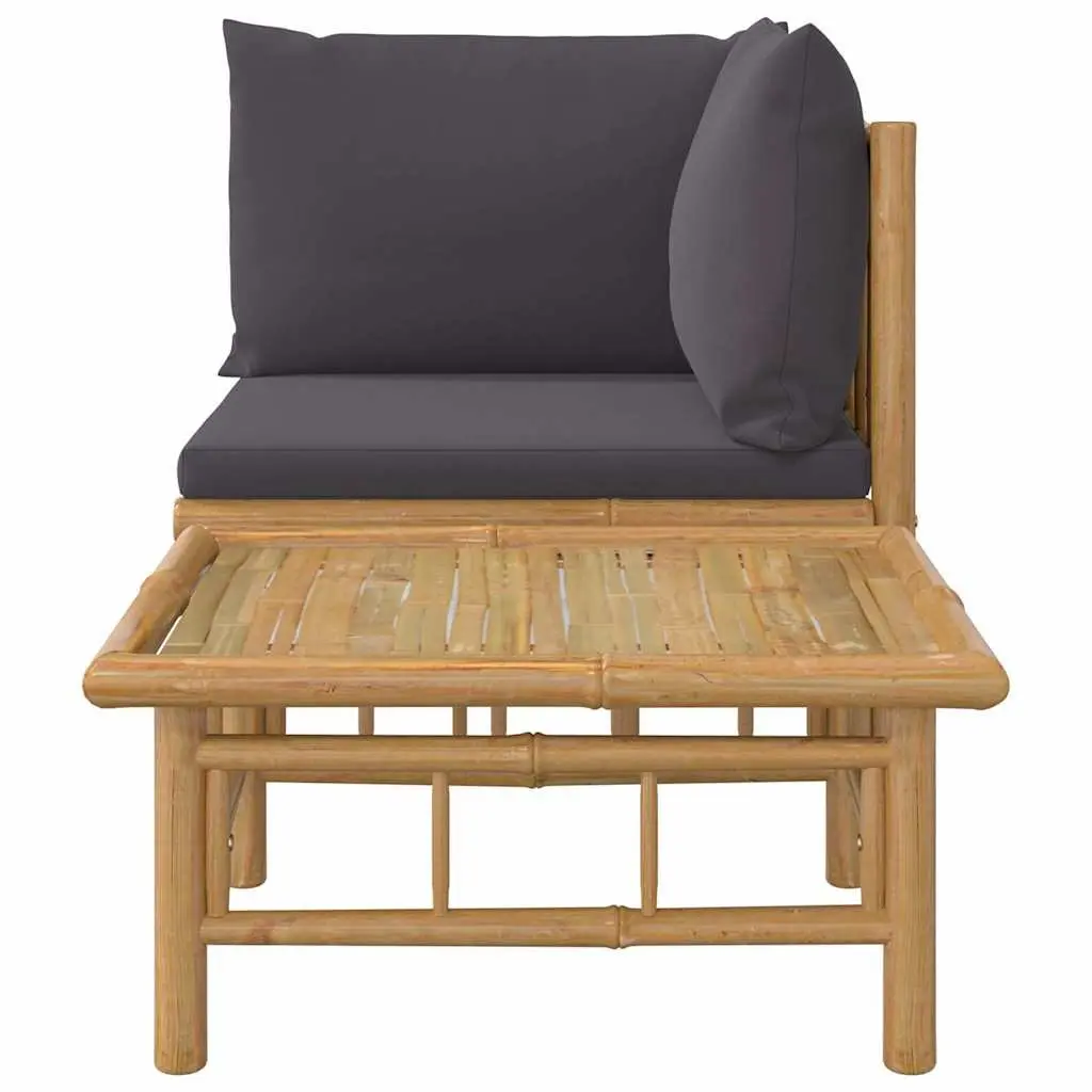 Outdoor Sofa Set Bamboo 2 Piece Grey Cushions